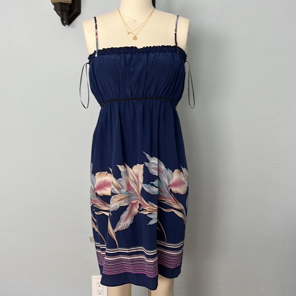 YUMI KIM Ruffle Boarder Print Hem Silk Dress - Size Large - Picture 14 of 15